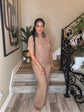 Brown Crinkle Pants Set