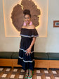 Black Off Shoulder Dress with Trim