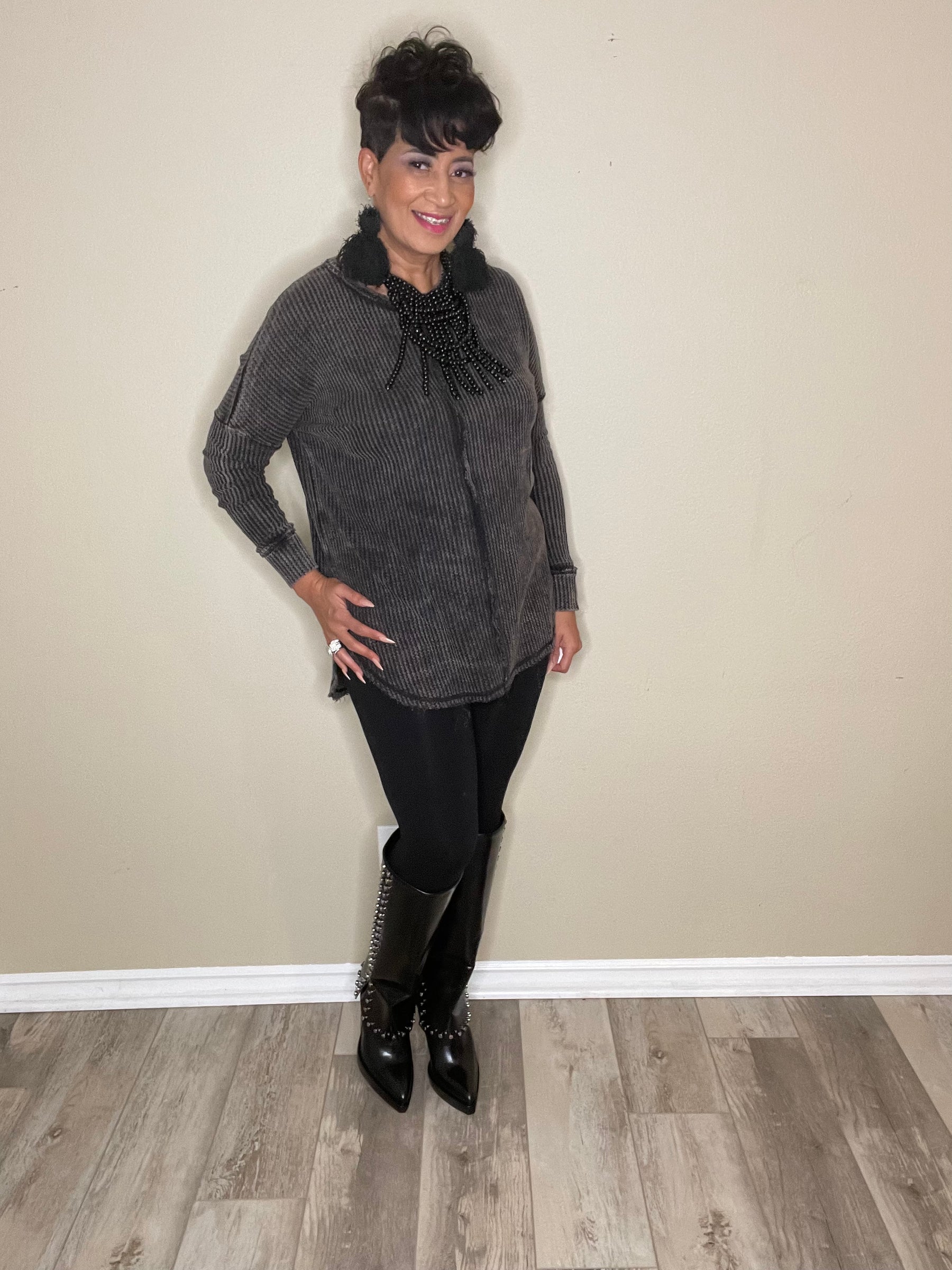 Waffle Top with Legging Set-Black – Sassy but Sweet Boutique LLC