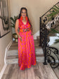 Orange Pink Wrap Dress