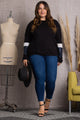 PLUS BLACK RIBBED SEQUENCE LONG SLEEVE TOP
