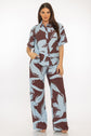 Brown Turquoise Pants Set