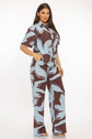 Brown Turquoise Pants Set