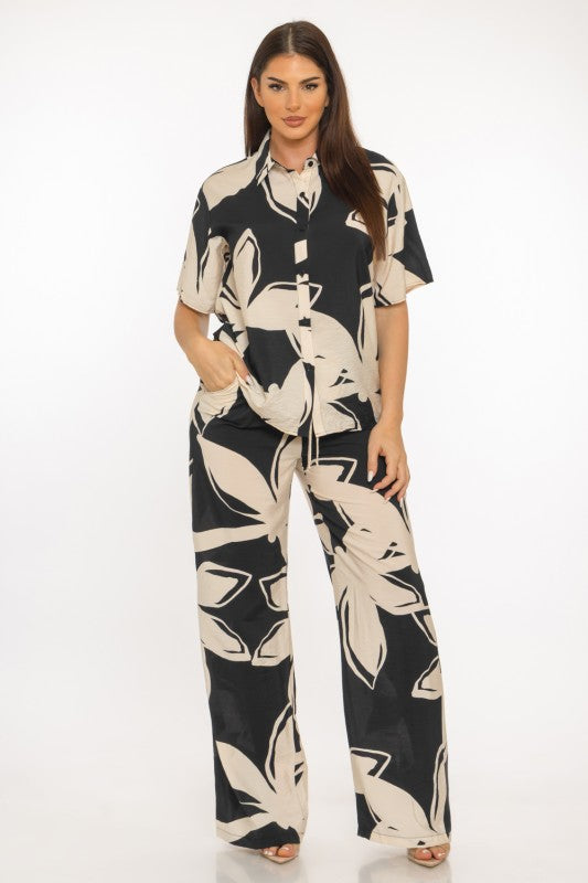 Black White Pants Set
