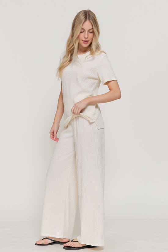 Ivory Crinkle Pants Set