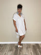 Plus and Regular Gauze Rolled Short Dress-White