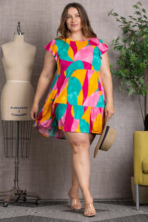 Plus Color Print Baby Butterfly Dress