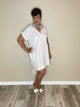Plus and Regular Gauze Rolled Short Dress-White