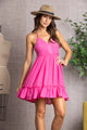 Ruffle Flare Dress-Hot Pink