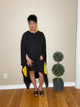 Oversized Tunic Dress Black/yellow pockets