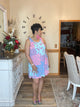 Plus and Regular Pink/Blue Damask Dress