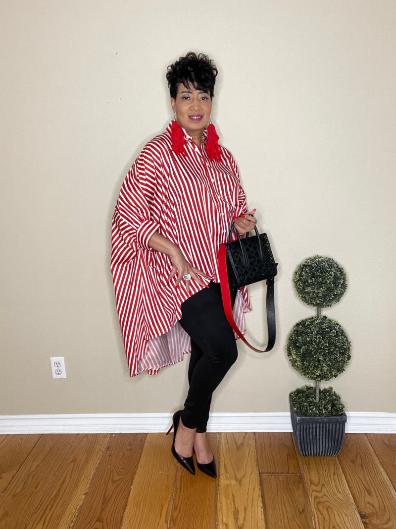 Oversize Red Stripe Top