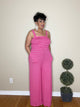 PLUS and Regular Smocked Jumpsuit-Hot Pink