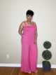 PLUS and Regular Smocked Jumpsuit-Hot Pink